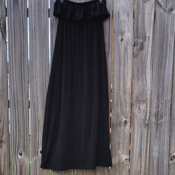 Ruffle bandeau strapless summer maxi dress Sz: M - Picture 1 of 4